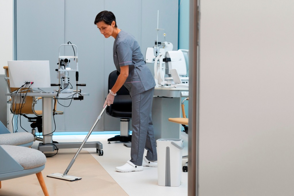 Medical equipment cleaning with color-coded supplies
