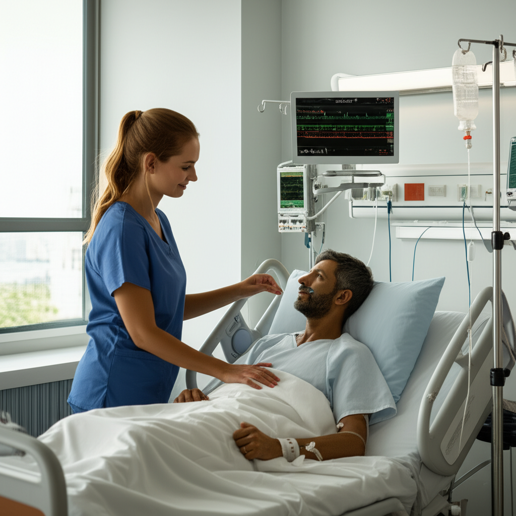 Healthcare professional attending to patient